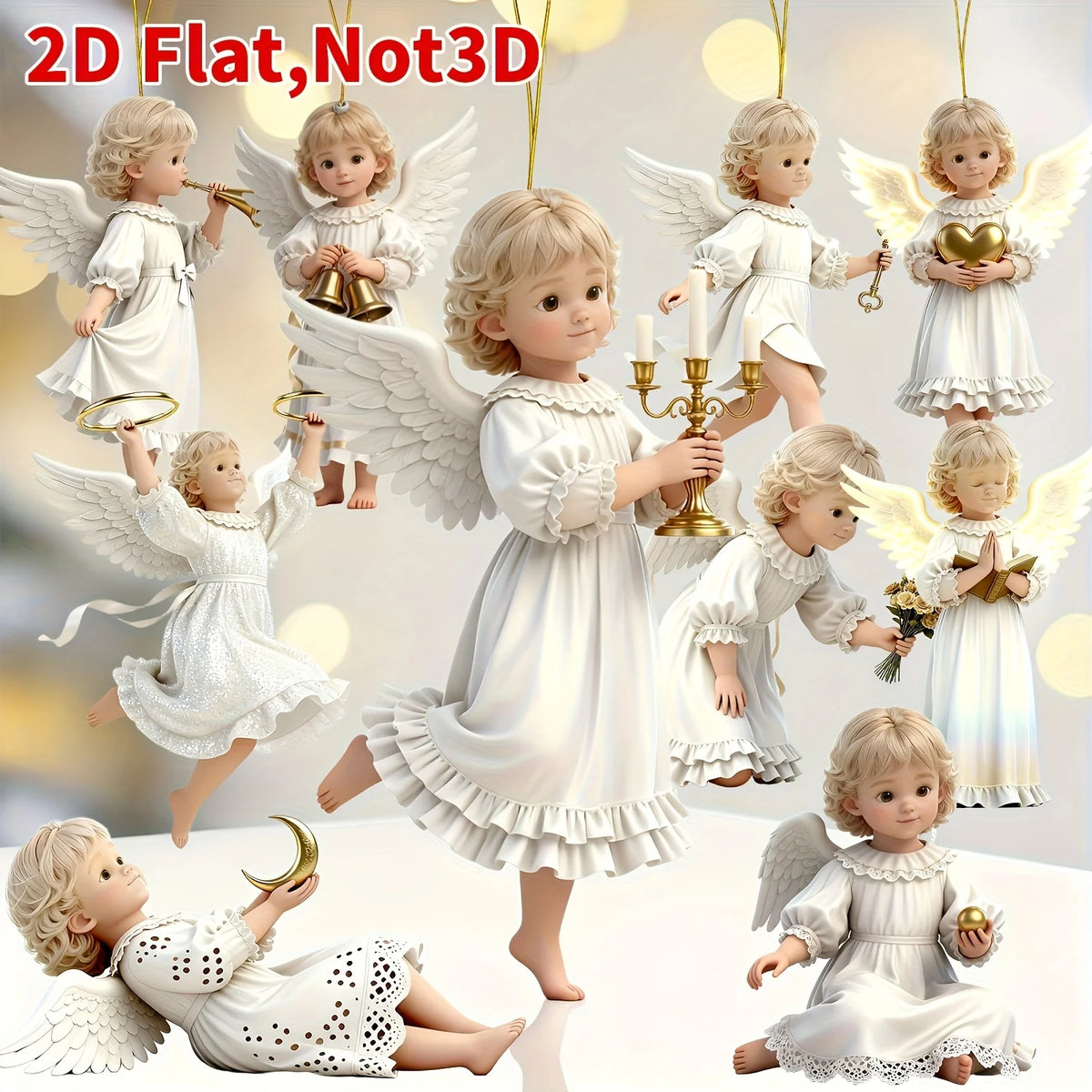 12PCS Retro Wood Angel Ornaments – Christmas & Halloween Decor Holiday Tree Ornaments Babs