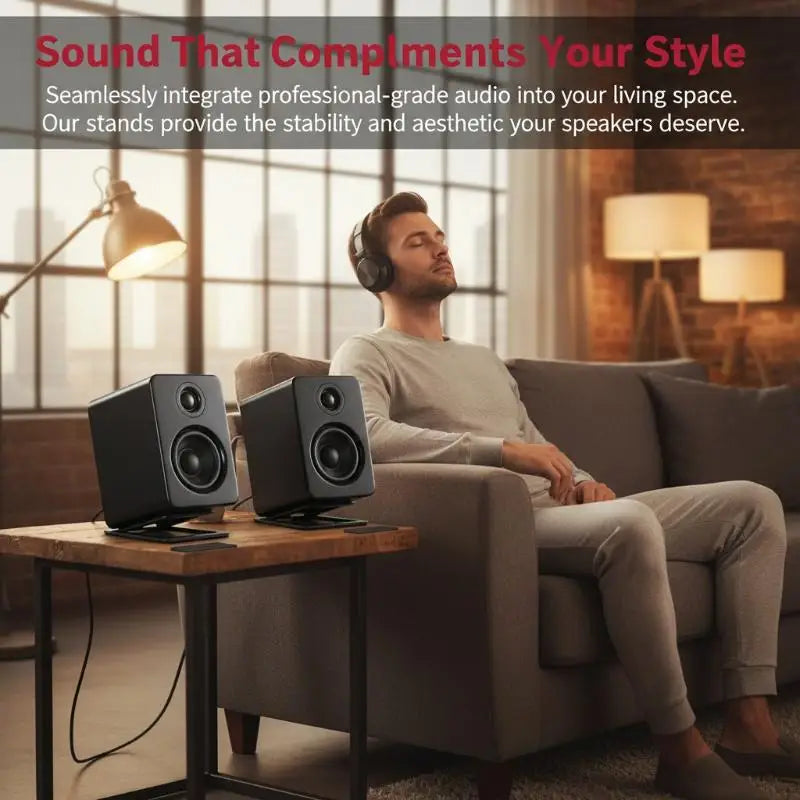 HUXUAN 2-Pack Desktop Speaker Stands – Aluminum Anti-Slip Speaker Stand Babs