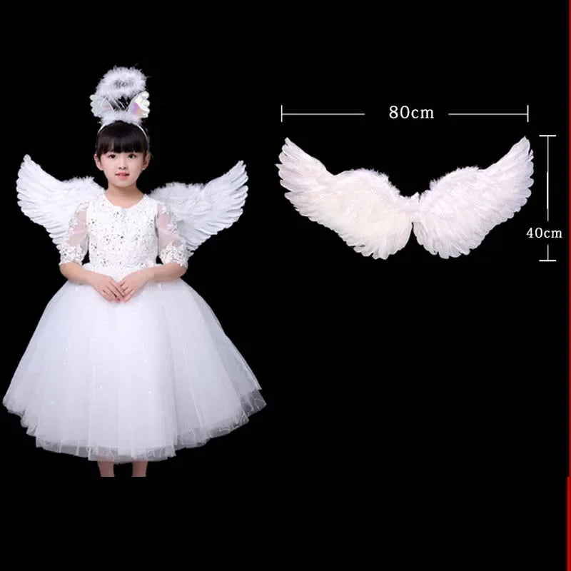 Girls Fairy Costume Set – Feather Wings, Tutu Skirt, Halo & Wand Girls Fairy Costume Babs