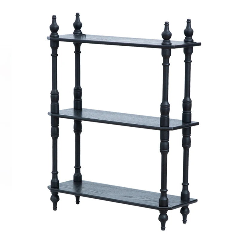 Wooden 3-Tier Storage Shelf Rack | Modern Home Display Wooden Storage Shelf Babs Black