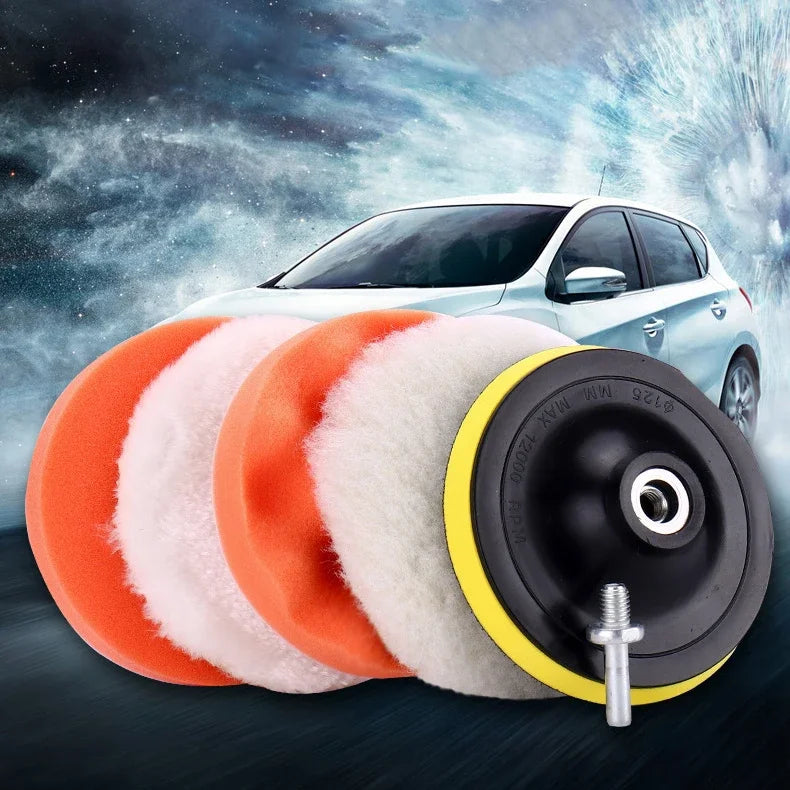 6pc Car Polishing Pad Kit – Sponge & Wool with M10 Drill Adapter Car Polishing Pad Kit Babs
