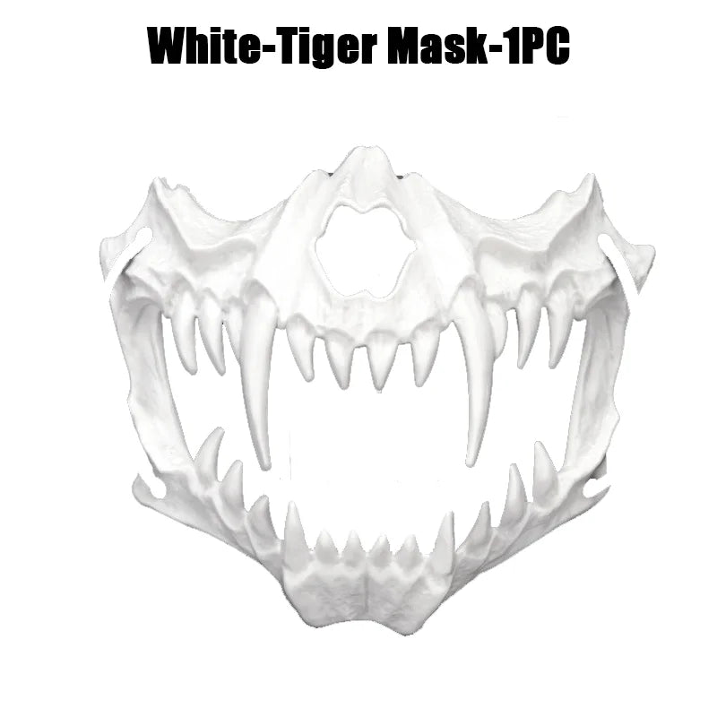 Halloween Skeleton Half Face Mask – Anime Cosplay Costume Prop Costume Face Mask Babs White-C-1PCS