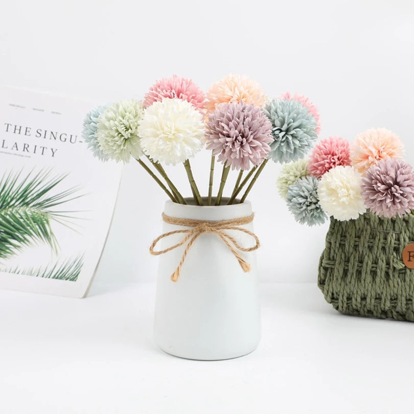 Silk Artificial Dandelion & Hydrangea Flowers | Wedding & Home Décor Artificial Flower Stems Babs