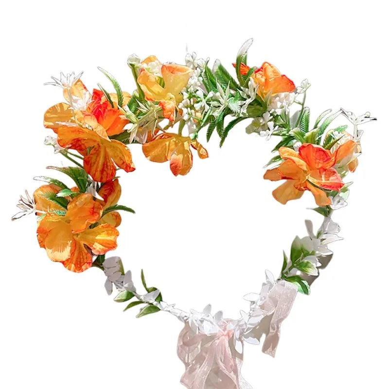 Boho Artificial Flower Crown Wreath Headband – Bridal & Party Flower Crown Headband Babs