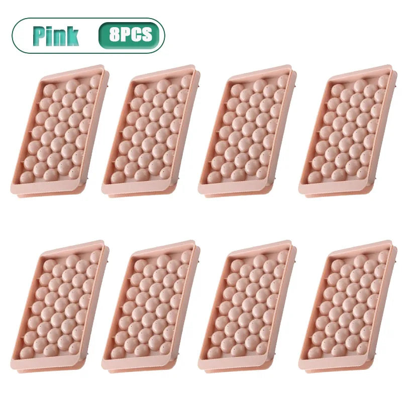 Round Ice Ball Tray | 33-Sphere Food-Grade Silicone Mold Ice Ball Mold Babs Pink-8PCS