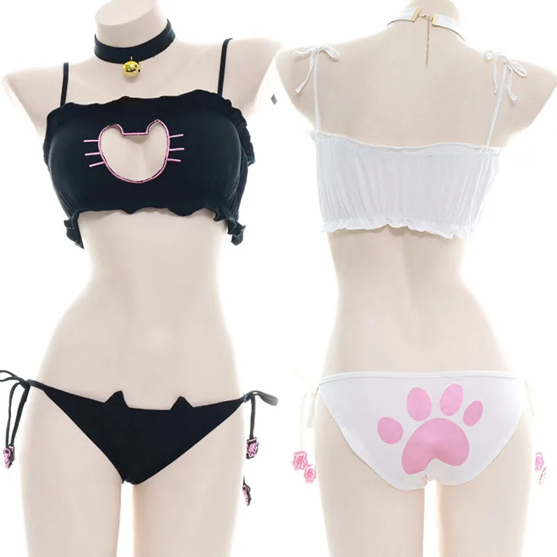 Anime Cat Paw Bikini Cosplay Swimsuit Set – Top & Shorts Cosplay Swimsuit Set Babs