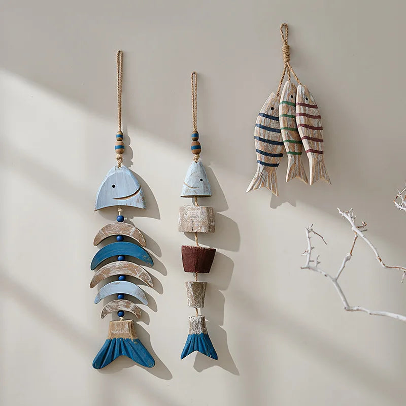 Mediterranean Wooden Fish Wall Hanging – Nautical Home Decor Wall Hanging Ornament Babs