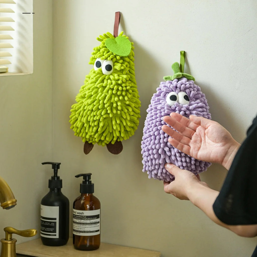Fruit Shaped Hanging Hand Towels – Soft Chenille Washcloth Novelty Hand Towel Babs