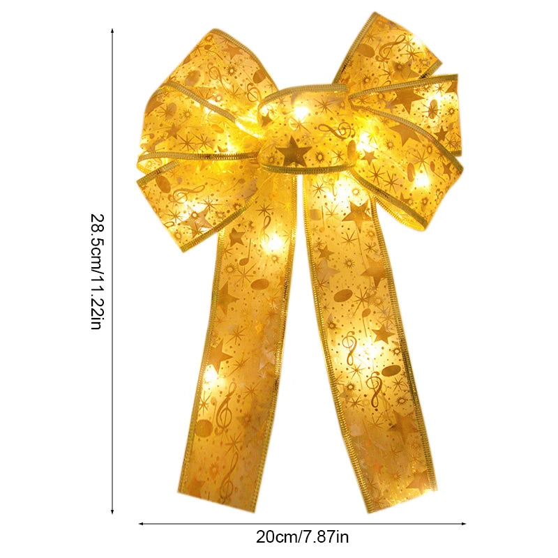 LED Bow Ribbon Christmas Tree Topper Ornament | 2025 Christmas Tree Topper Babs
