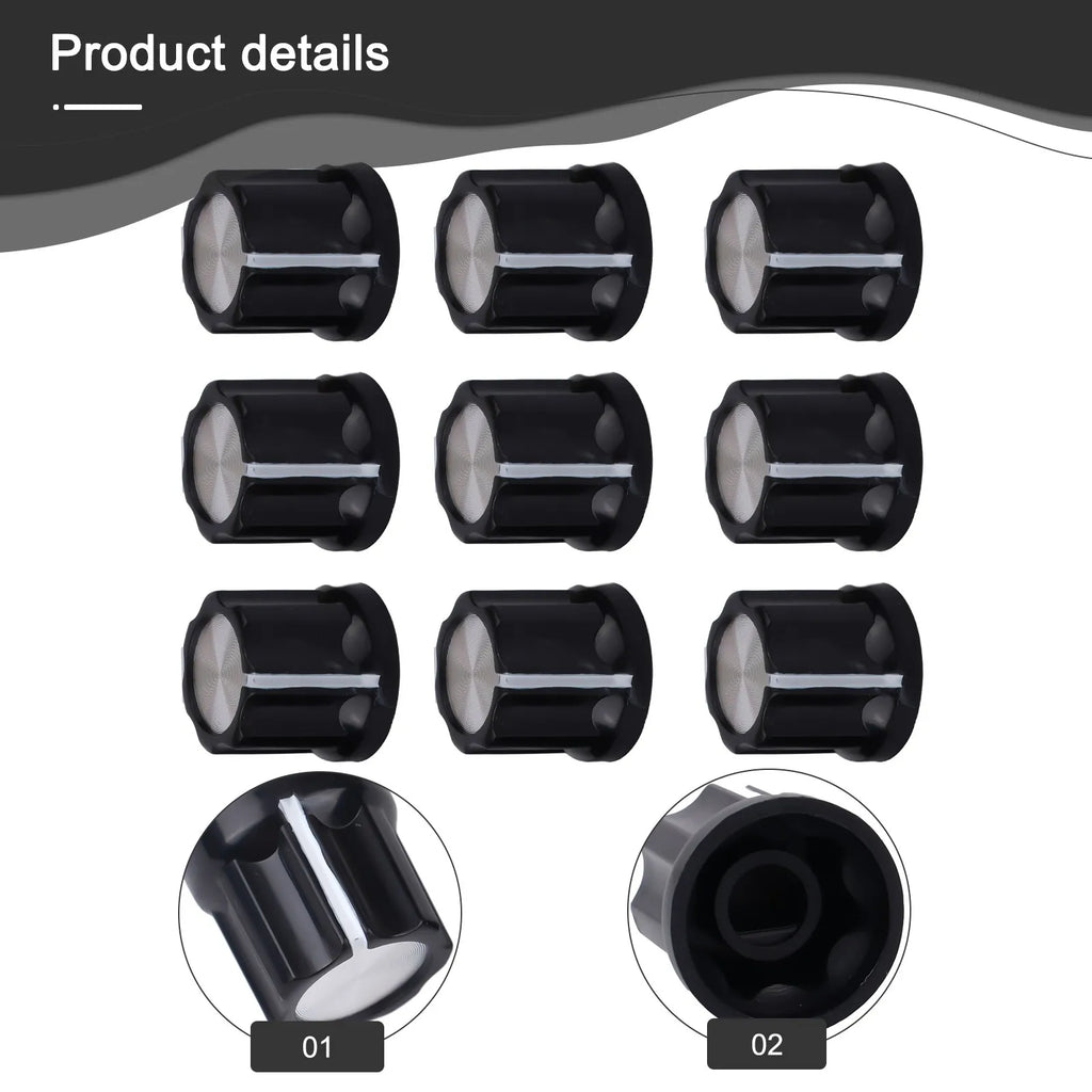 10pcs Guitar Tone Knobs D-Type 6mm Shaft Volume Control Guitar Tone Knobs Babs