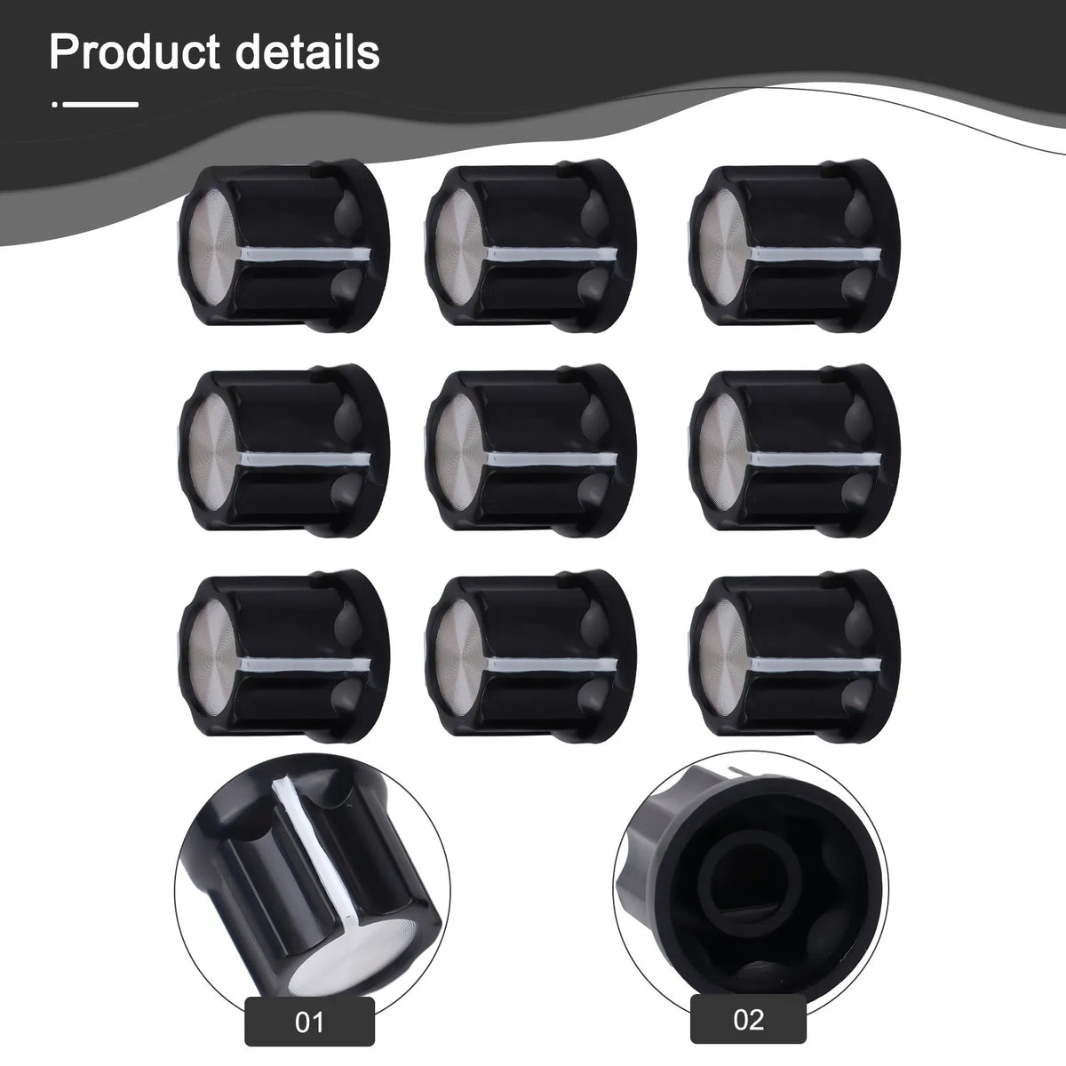 10pcs Guitar Tone Knobs D-Type 6mm Shaft Volume Control Guitar Tone Knobs Babs