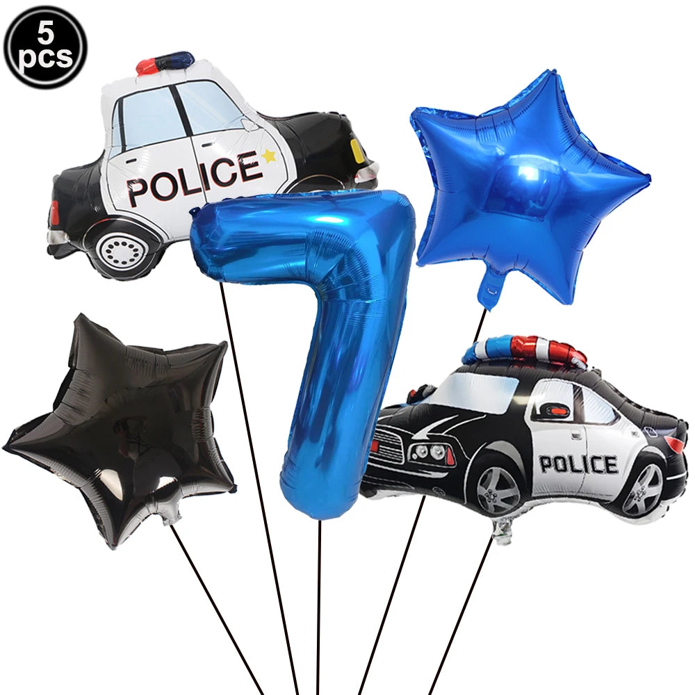 Police Theme Kids Party Supplies – Plates, Cups & Balloons Set