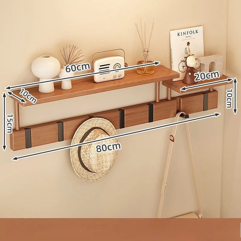 Wall Mounted Bamboo Coat Rack – 7 Hooks, Modern Minimalist Wall Coat Rack Babs 7 Hooks-with Board