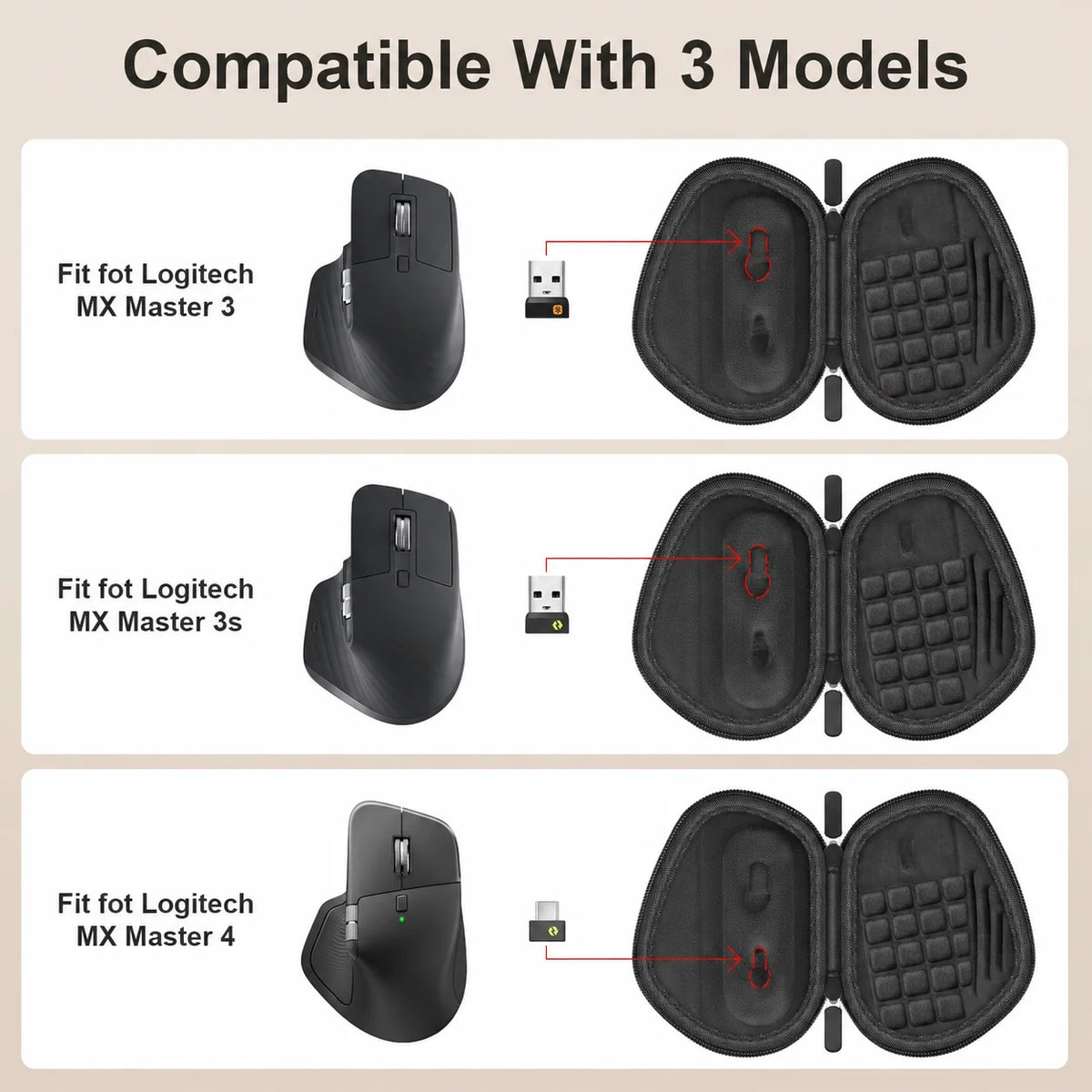 Logitech MX Master 4/3S/3 Mouse Carrying Case – PU Leather Bag Mouse Carrying Case Babs