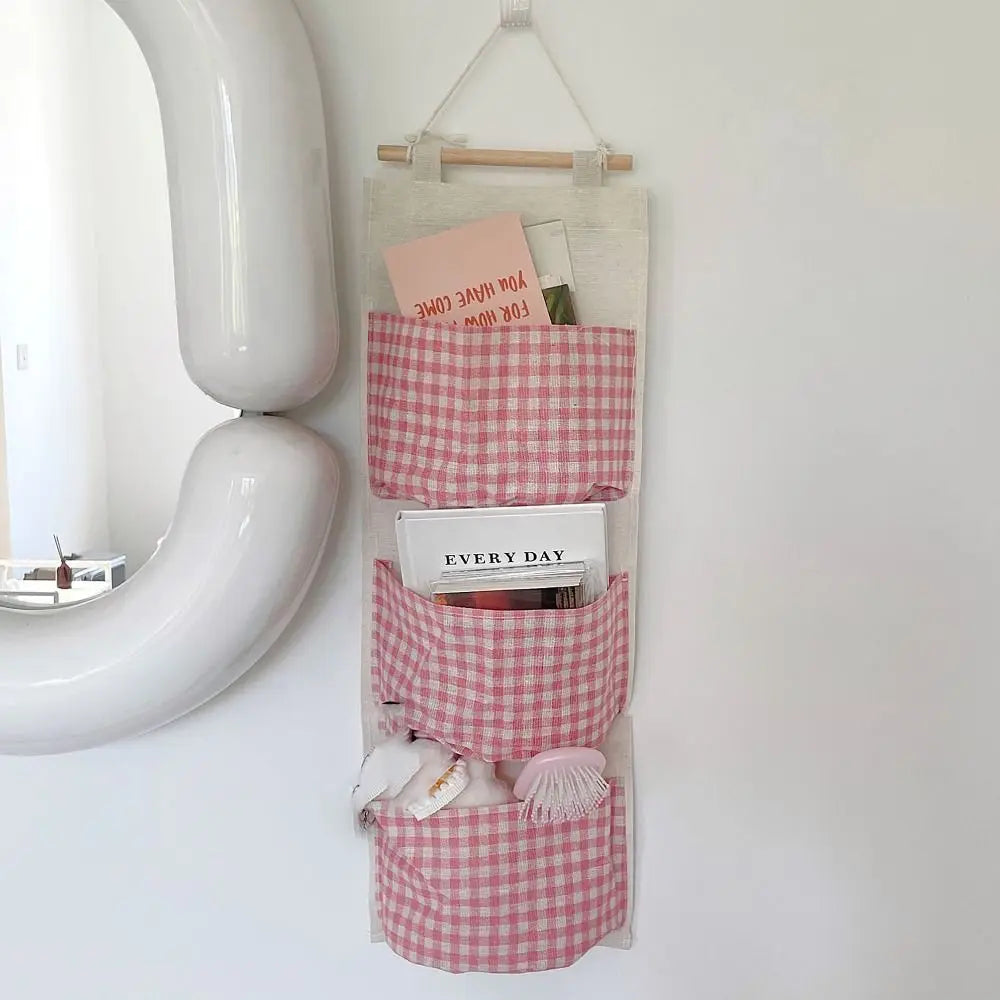 Plaid Hanging Storage Bag – Large Closet Organizer | Pink Hanging Storage Bag Babs