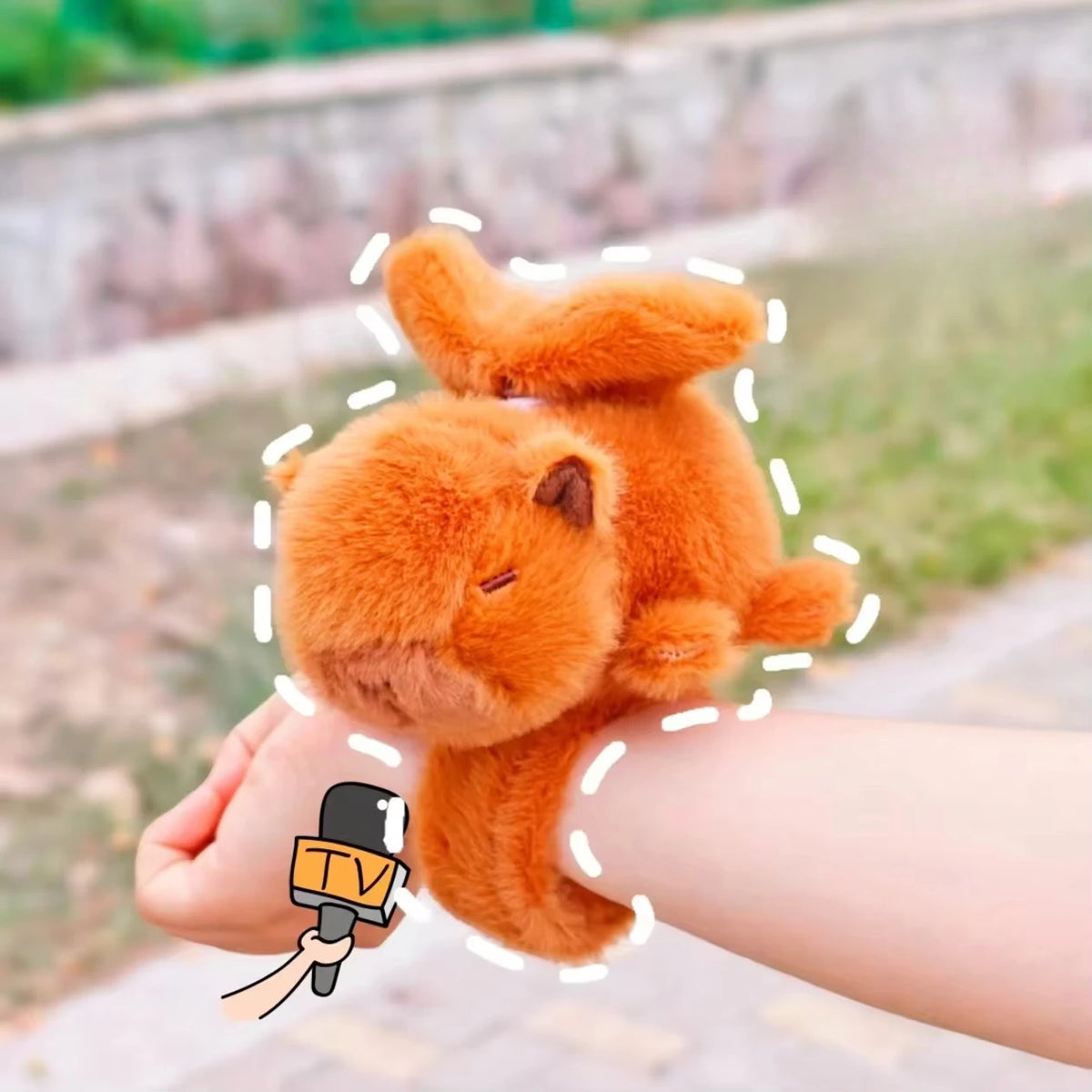 Capybara Dolphin Snap Bracelet Plush Doll – Vibrating Toy Plush Bracelet Doll Babs