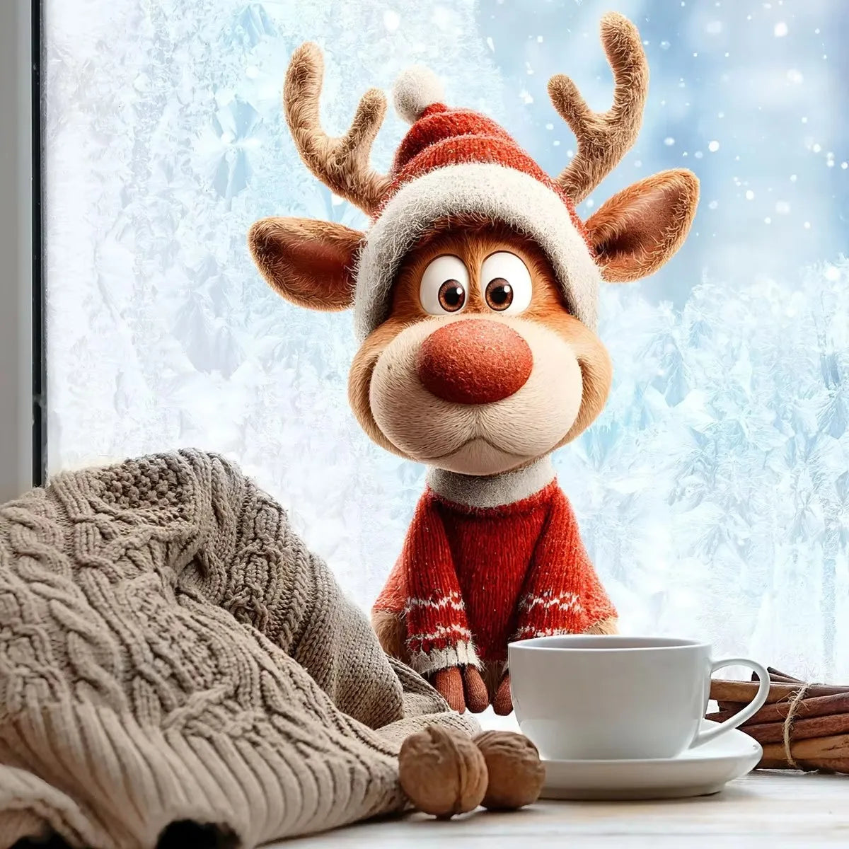 Christmas Reindeer Window Cling Stickers – Waterproof Vinyl Decals Window Cling Stickers Babs