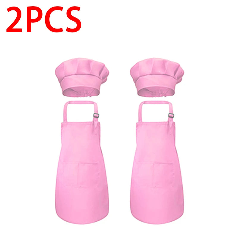 Kids Chef Apron & Hat Set – Kitchen Craft Painting PVC Apron Kids Chef Apron Set Babs 2pcs Pink M