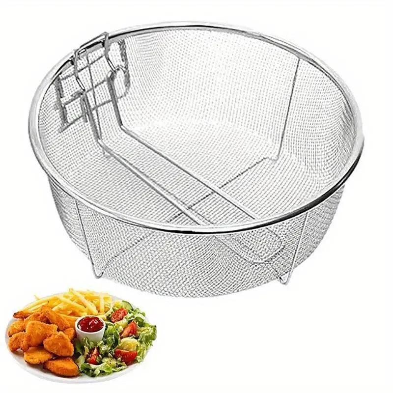 Stainless Steel Fry Basket – Kitchen Strainer & Steam Rinse Kitchen Fry Basket Babs L