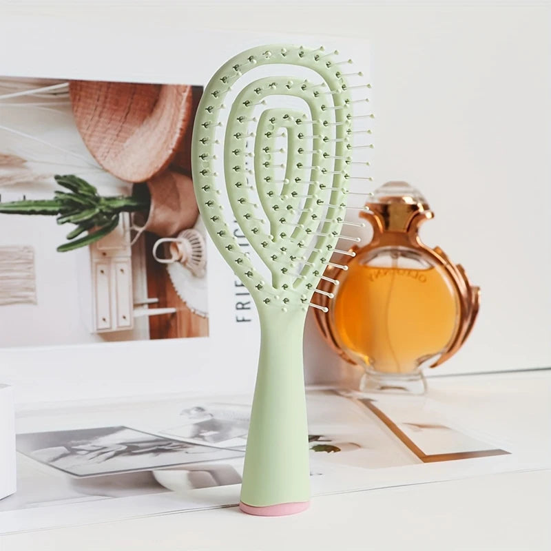 Detangler Hair Brush – Wet & Dry Soft Bristle Travel Brush Detangling Hair Brush Babs Grass Green