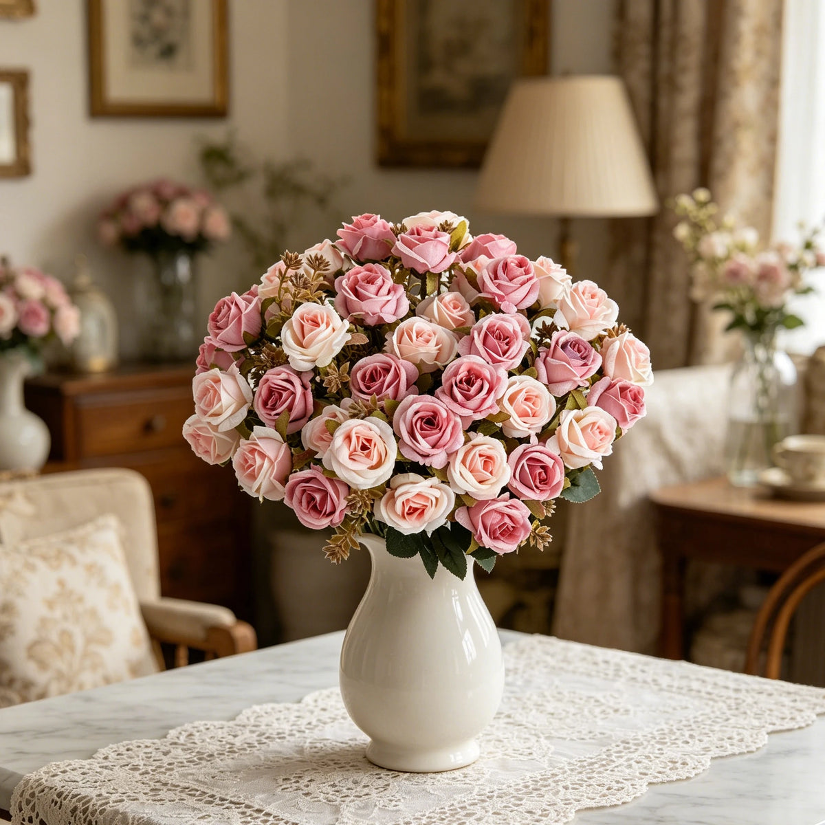 Silk Artificial Carnation Rose Bouquet – Wedding & Home Decor Artificial Flower Bouquet Babs