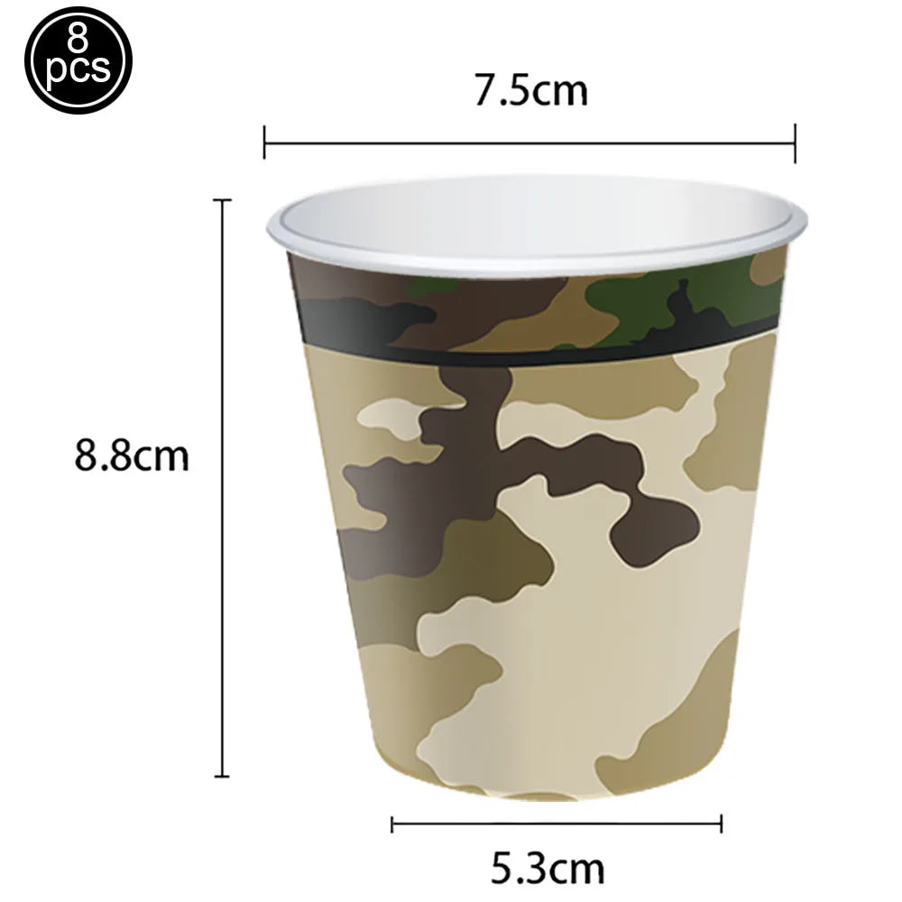 Military Camo Party Supplies – Plates, Cups & Balloons Set Party Tableware Set Babs cups 1 As pictures show