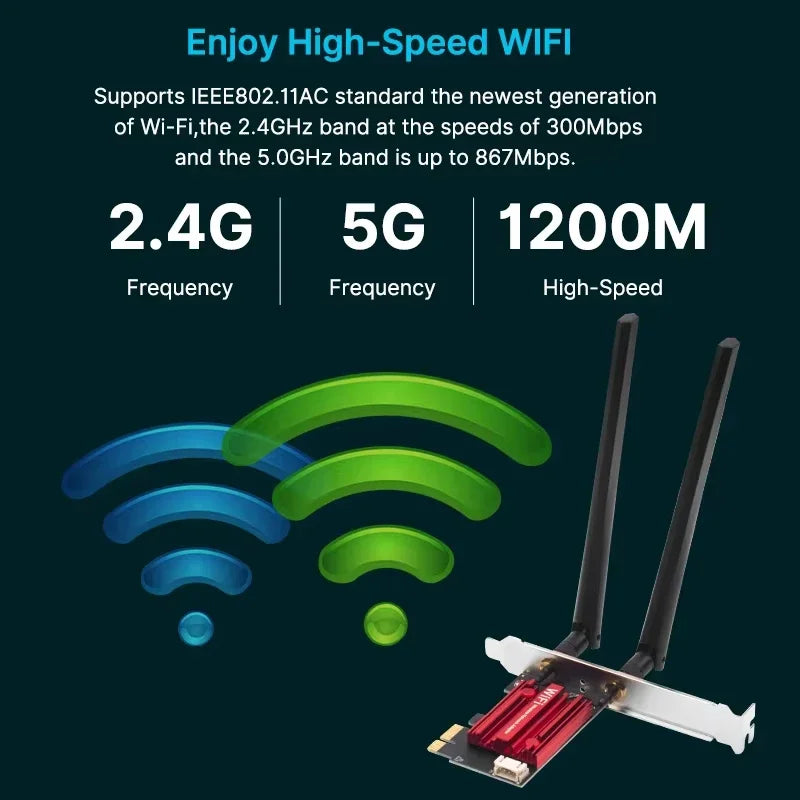 KEBIDUMEI AC1200 Dual Band PCIe WiFi Card + Bluetooth 4.2 PCIe WiFi Adapter Babs