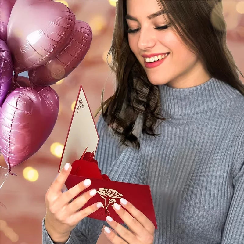 Rose 3D Pop-Up Card – Birthday & Mother's Day Gift Card Pop-Up Greeting Card Babs