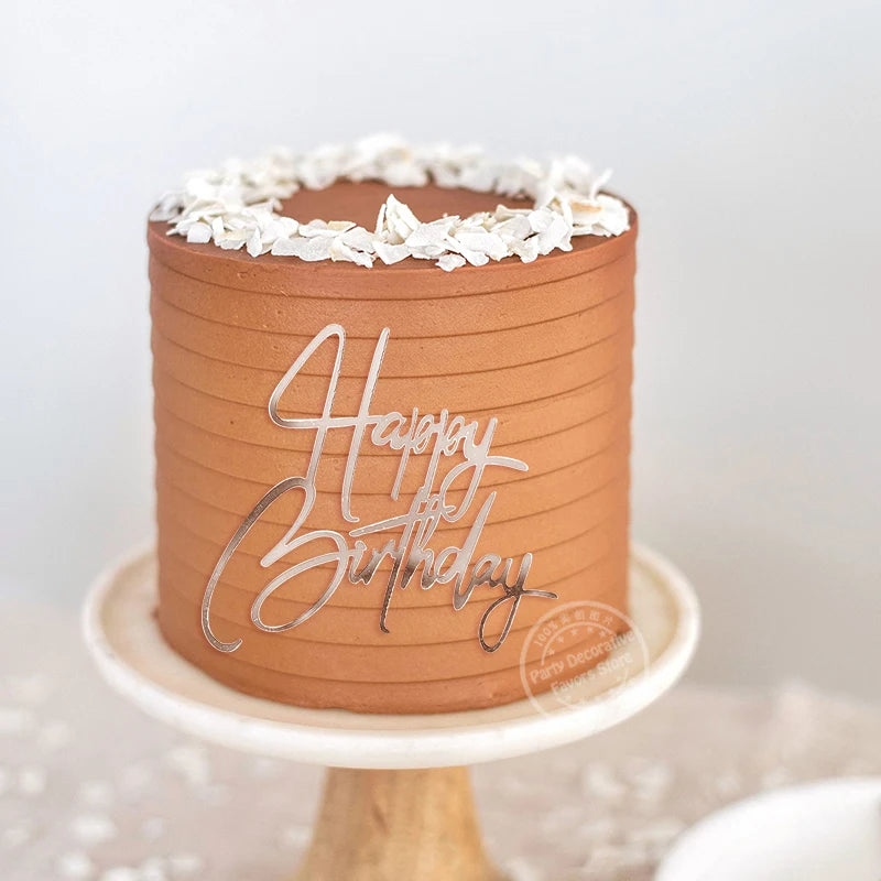Gold Silver Acrylic Happy Birthday Cake Toppers – DIY Decor Cake Topper Babs 11