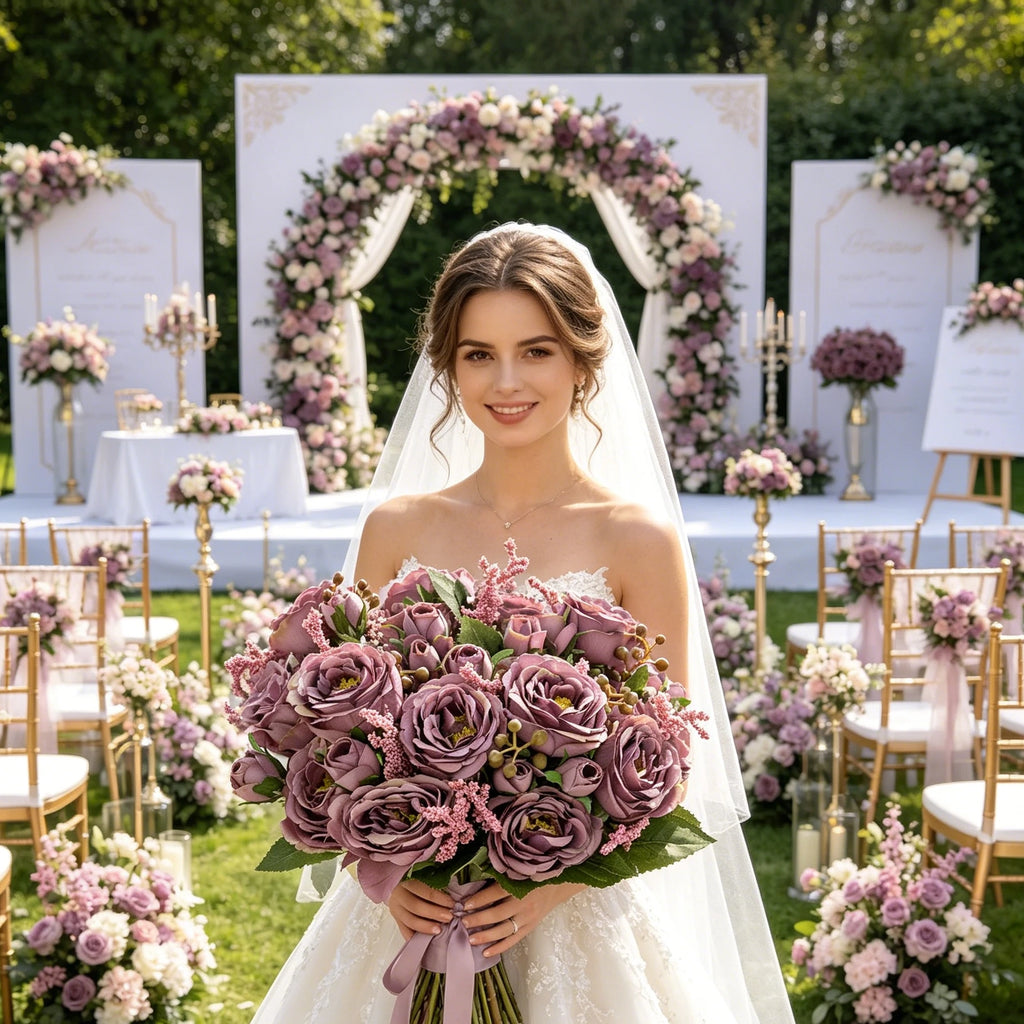 Silk Peony Artificial Flower Bouquet – Wedding & Home Decor Artificial Flower Bouquet Babs