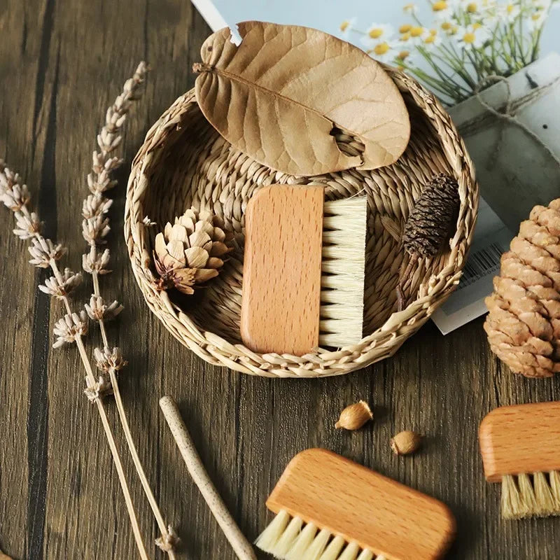 Solid Wood Pig Bristle Nail Brush – Gap & Stain Cleaner Nail Cleaning Brush Babs