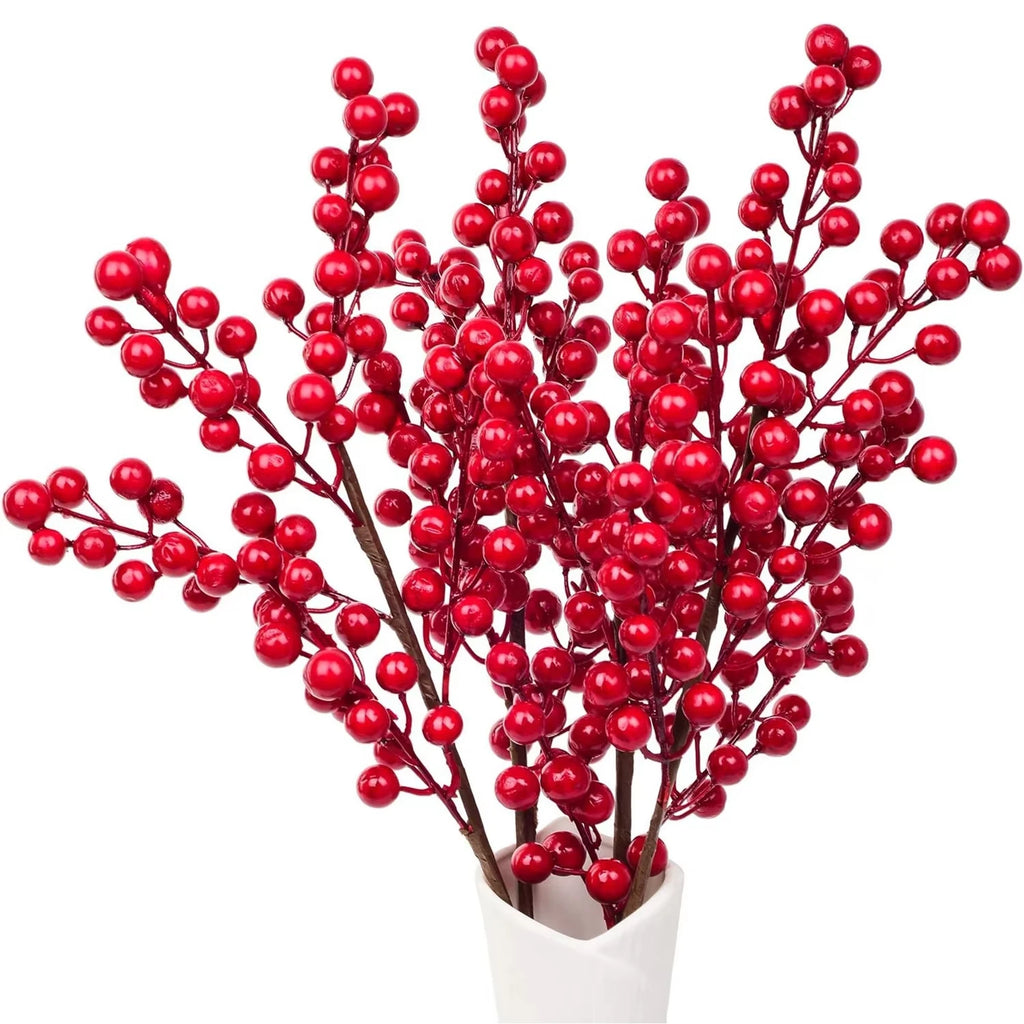 Artificial Holly Red Berry Branches | Christmas & Wedding Decor Artificial Holly Branches Babs Red 2pcs