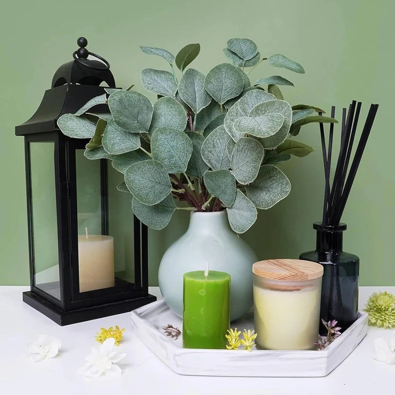 Artificial Eucalyptus Leaf Stems 5/10pcs – Silk Bouquet Decor Artificial Leaf Stems Babs