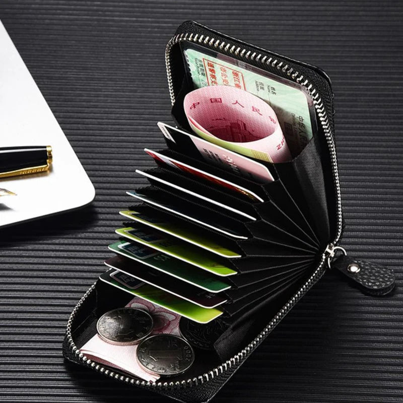 PU Leather Multi-Slot Card Holder Zipper Wallet – Unisex Card Holder Wallet Babs
