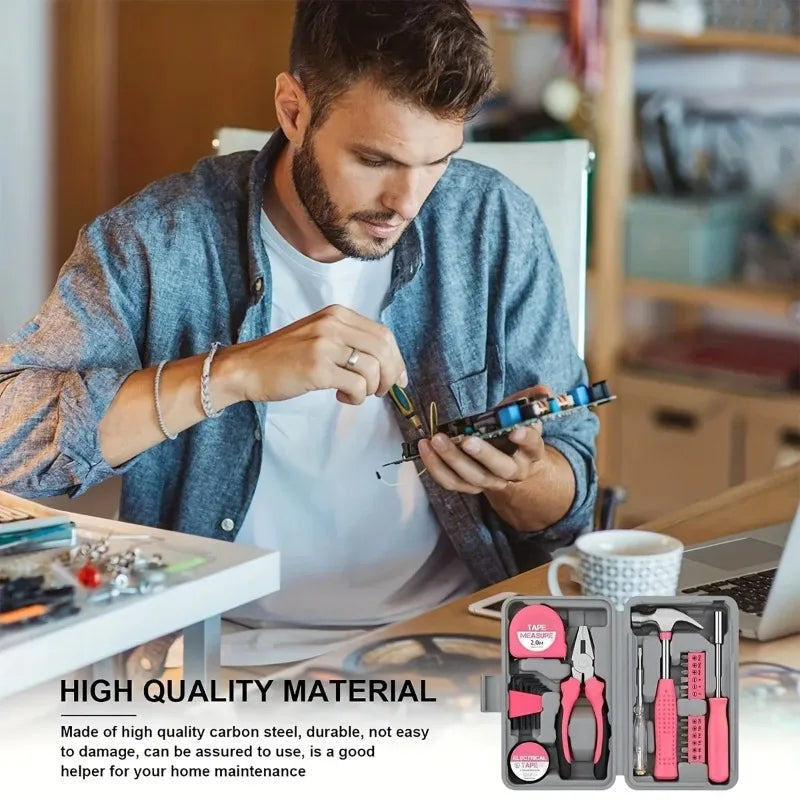 24-Piece Pink Tool Kit – Starter Home DIY Set for Women Home Tool Kit Babs