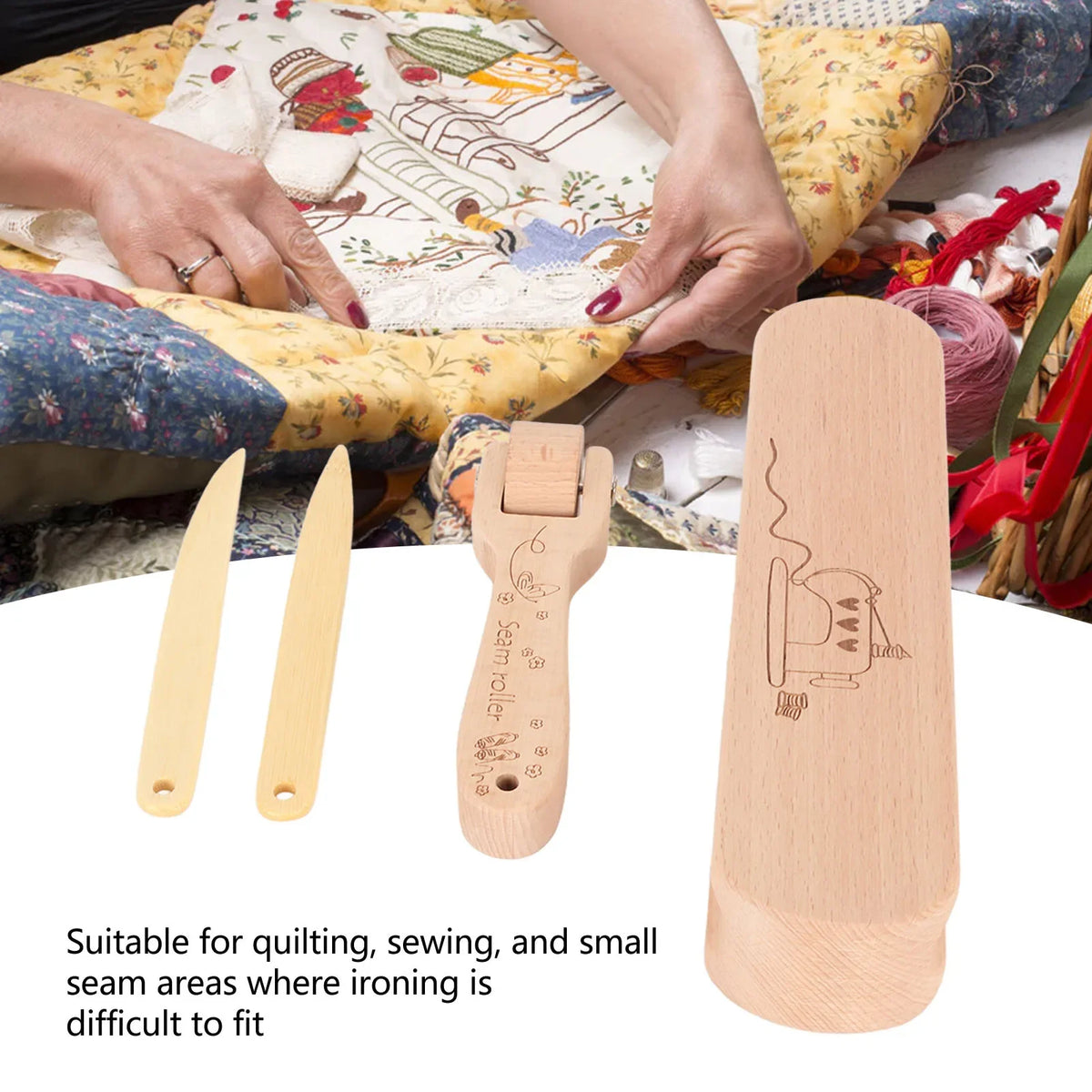 Wooden Tailor Clapper Set – Seam Roller & Point Turner Kit Tailor Sewing Tool Set Babs