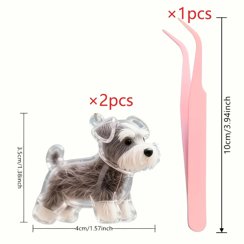 Dog Hair Keychains Set of 2 with Tweezer – Pet Keepsake Pet Keepsake Keychain Babs Schnauzer style