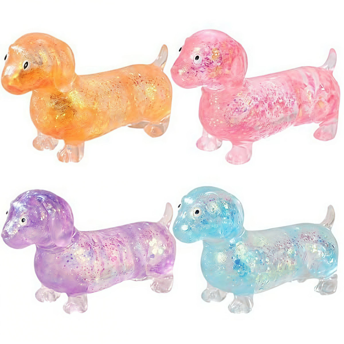 Sparkling Sausage Dog Slow Rising Squishy Fidget Toy Squishy Fidget Toy Babs 4pcs