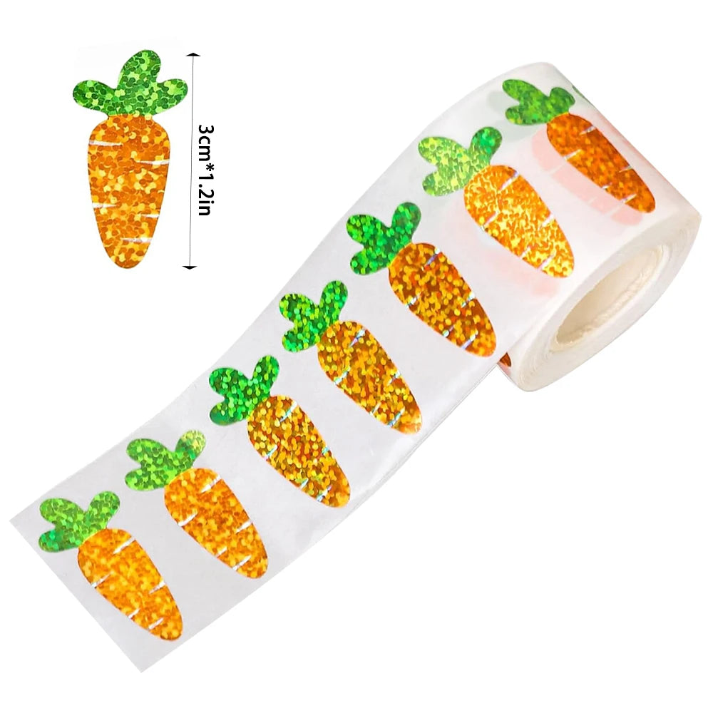 500pcs Glitter Carrot Easter Stickers – Waterproof Labels 1.2in Easter Craft Stickers Babs 01359