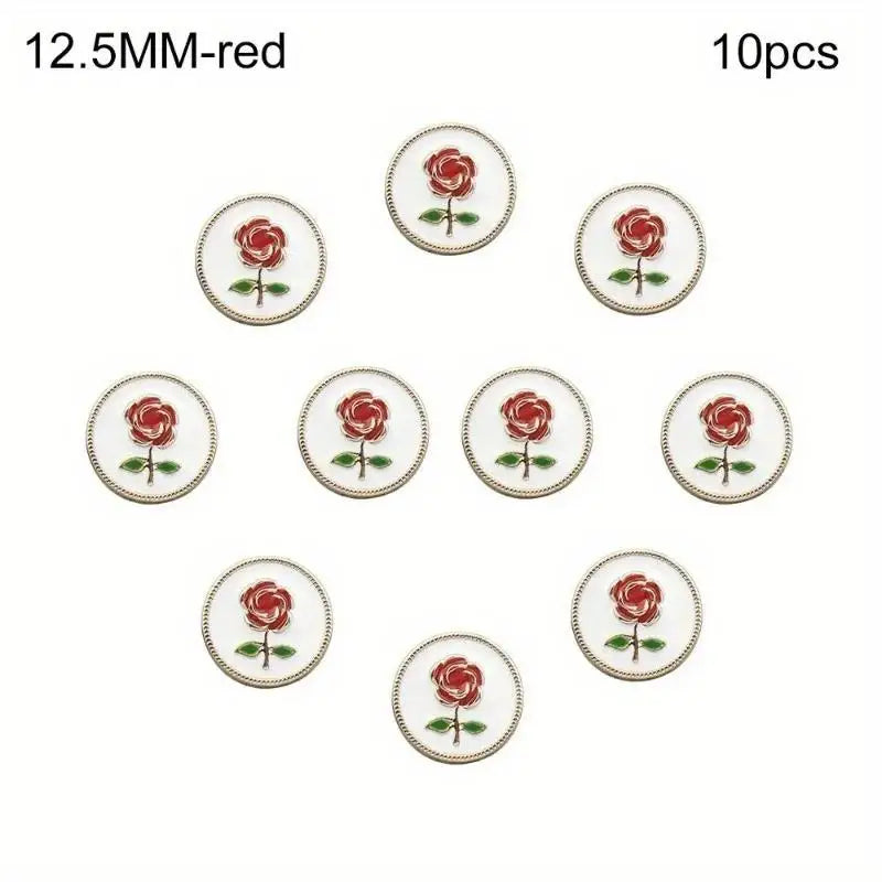 10Pcs Rose Metal Snap Buttons – DIY Sewing Craft Accessories Decorative Sewing Buttons Babs red-10pcs