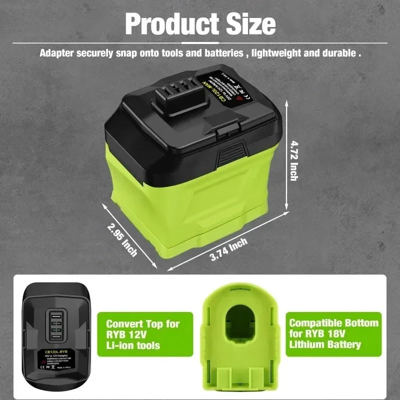 Ryobi 18V to 12V Battery Adapter Converter CB120L-RYB Battery Adapter Babs
