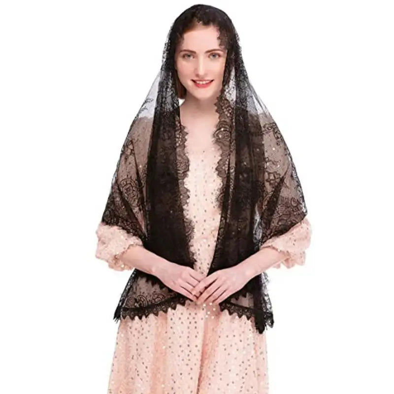 Women's Lace Tassel Mantilla Veil Long Scarf & Shawl Lace Tassel Scarf Babs