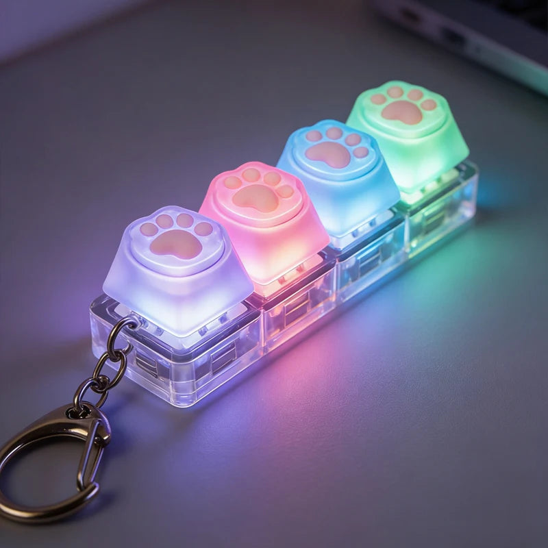 LED Light-Up Keyboard Keychain – Clickable Fidget Toy Gift Fidget Keychain Toy Babs Color Cat