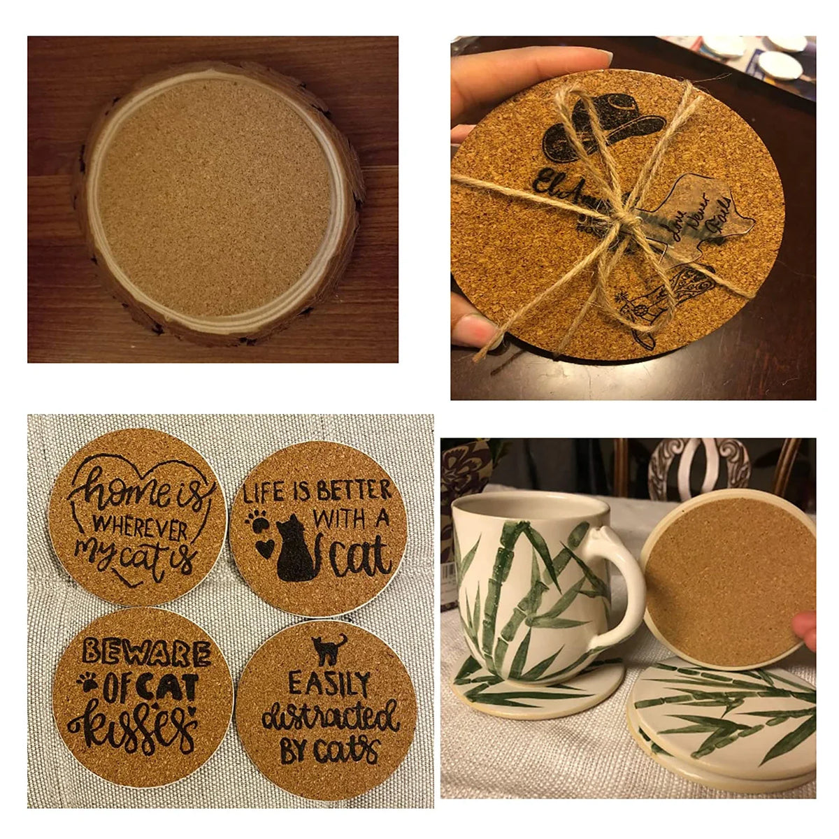 Self-Adhesive Cork Round Coaster Pads | DIY Heat Insulation Mats Cork Coaster Pads Babs