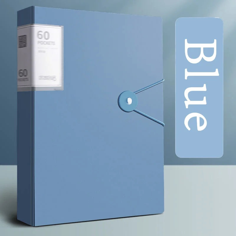 A4 60-Pocket Transparent File Folder – Heavy-Duty PP Material File Folder Babs Blue - 60 Pages