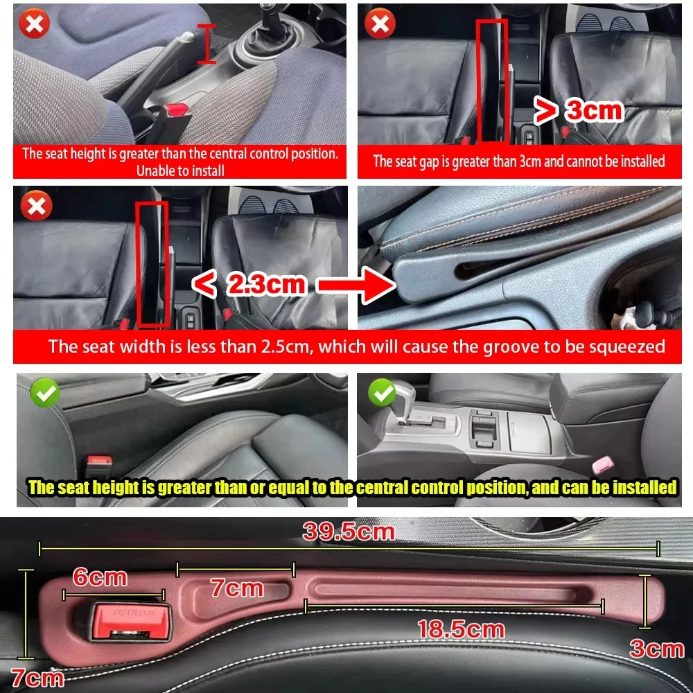 2Pcs PU Leather Car Seat Gap Filler & Crevice Blocker Set Car Seat Gap Filler Babs