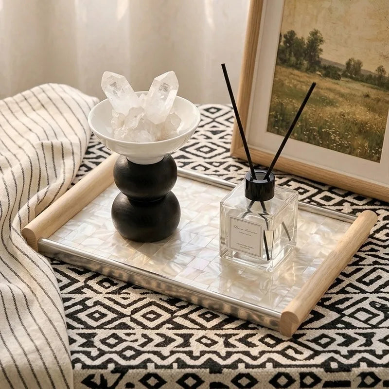 Luxury Decorative Storage Tray – Wood & Mother-of-Pearl Decorative Organizer Tray Babs