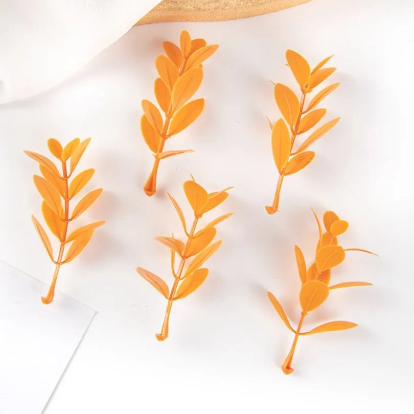 100/200Pcs Artificial Leaves UV Protection – Wedding Party Decor Artificial Decorative Leaves Babs Orange 200pcs