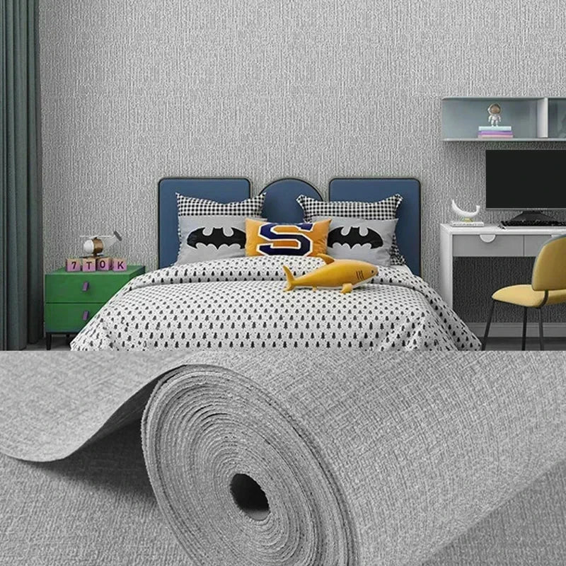 3D Self-Adhesive Wallpaper – Waterproof Wall Panel Decor Self-Adhesive Wallpaper Babs Linen Grey white 1000cmx50cm