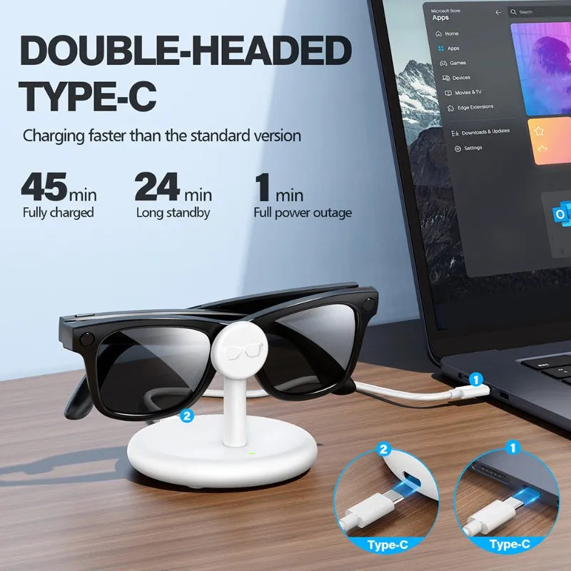 Universal Smart Glasses Charging Dock – USB-C PD Fast Charge Smart Glasses Charger Babs